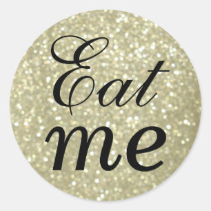 Black and Glittery Gold Eat Me Sticker