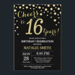 Black and Gold 16th Birthday Diamond Invitation<br><div class="desc">16th Birthday Invitation with Black and Gold Glitter Diamond Background. Gold Confetti. Kids Birthday. Boy or Girl Birthday. For further customisation,  please click the "Customise it" button and use our design tool to modify this template.</div>