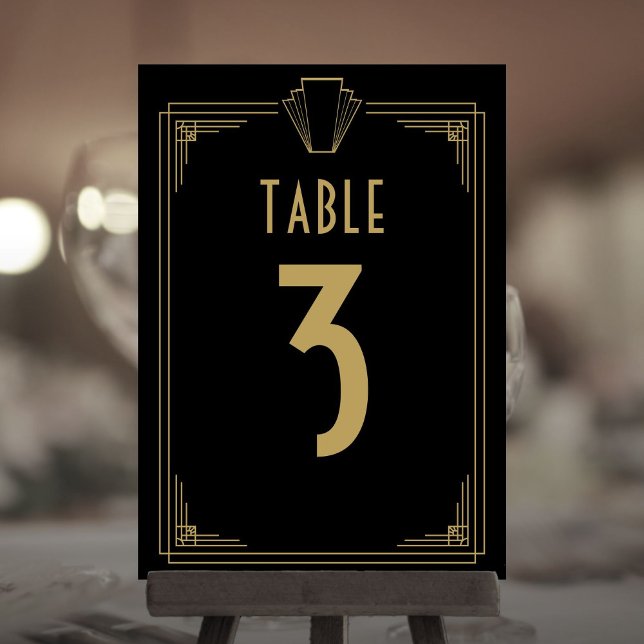 Black And Gold 1920s Art Deco Wedding Table Number (Black And Gold 1920s Art Deco Wedding Table Number)