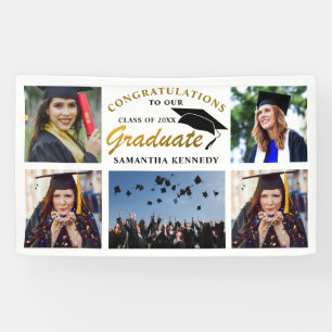Black And Gold 2026 Graduation 5 Photo Collage Banner