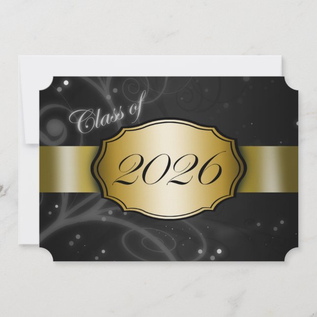 Black and Gold 2026 Graduation Invitation (Front)