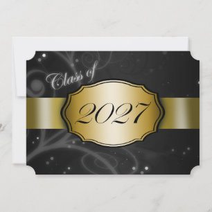 Black and Gold 2027 Graduation Invitation