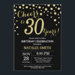Black and Gold 30th Birthday Diamond Invitation<br><div class="desc">30th Birthday Invitation with Black and Gold Glitter Diamond Background. Gold Confetti. Adult Birthday. Male Men or Women Birthday. For further customisation,  please click the "Customise it" button and use our design tool to modify this template.</div>