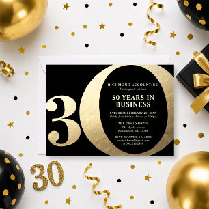 Black and Gold 30th Business Anniversary Invitation