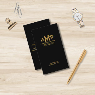Black and Gold 3 Letter Monogram Business Logo  Card