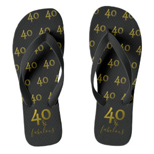 Black And Gold 40 & Fabulous Jandals