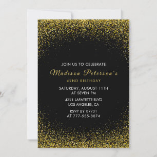  Black and Gold 42nd birthday  Glam Glitter  Invitation