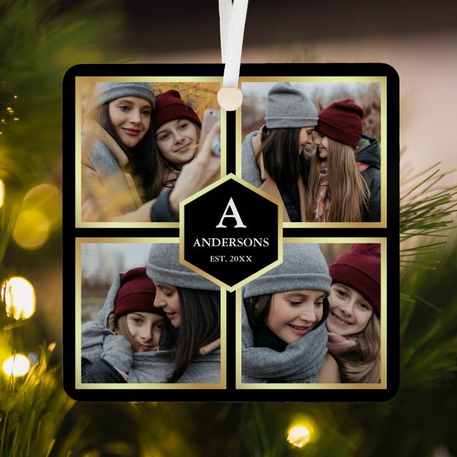 Black and Gold 4 Pictures Family Photo Collage Metal Tree Decoration (Creator Uploaded)