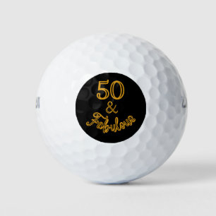 Black and Gold 50 and Fabulous  Golf Balls