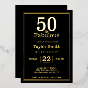 Black and Gold 50 & Fabulous Custom Birthday