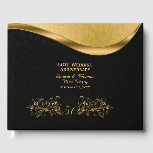 Black and Gold 50th Anniversary Custom Guest Book