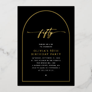 Black and Gold 50th Birthday Elegant Photo Fifty