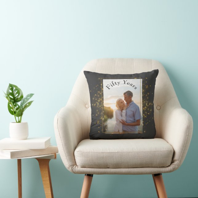Black and Gold 50th Wedding Anniversary Cushion (Chair)