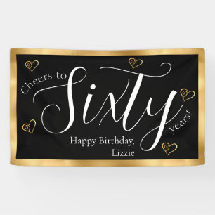 Black and Gold 60th Birthday  Banner