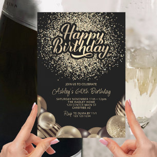 Black and Gold 60th Birthday Invitation
