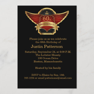 Black and Gold 60th Birthday Party Invitation