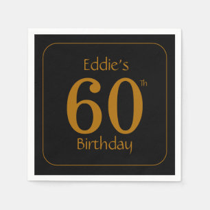 Black and Gold 60th Birthday Party Napkin