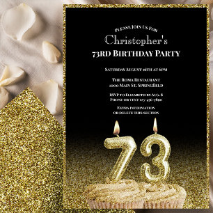 Black and Gold 73rd Birthday Invitation For Him