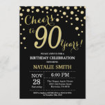 Black and Gold 90th Birthday Diamond Invitation<br><div class="desc">90th Birthday Invitation with Black and Gold Glitter Diamond Background. Gold Confetti. Adult Birthday. Male Men or Women Birthday. For further customisation,  please click the "Customise it" button and use our design tool to modify this template.</div>