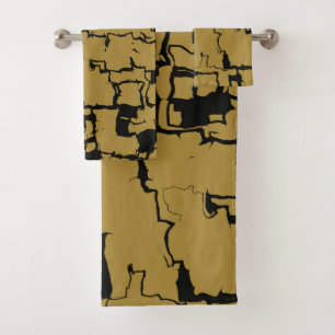Black And Gold abstract Bath Towel Set