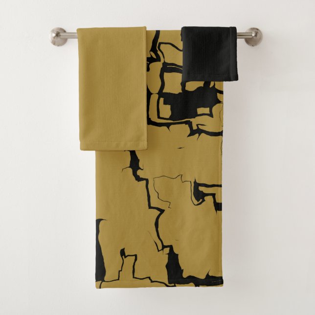 Black And Gold abstract Bath Towel Set (Insitu)