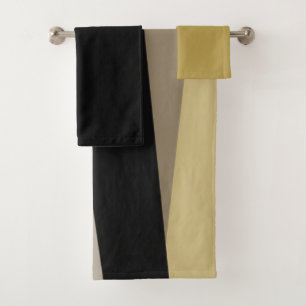 black and gold abstract  bath towel set