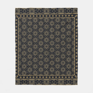 Black and gold abstract graphic pattern. Geometric Fleece Blanket