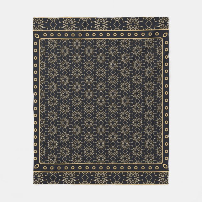 Black and gold abstract graphic pattern. Geometric Fleece Blanket (Front)