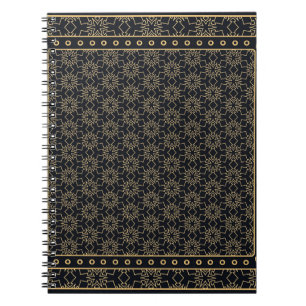 Black and gold abstract graphic pattern. Geometric Notebook