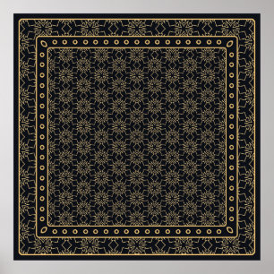 Black and gold abstract graphic pattern. Geometric Poster