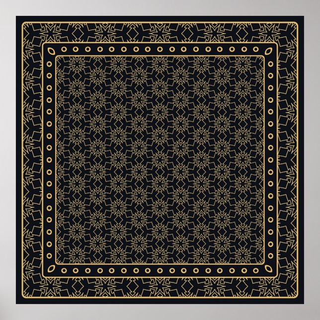 Black and gold abstract graphic pattern. Geometric Poster (Front)