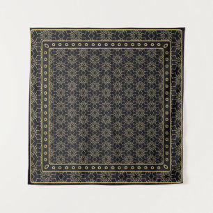 Black and gold abstract graphic pattern. Geometric Tapestry