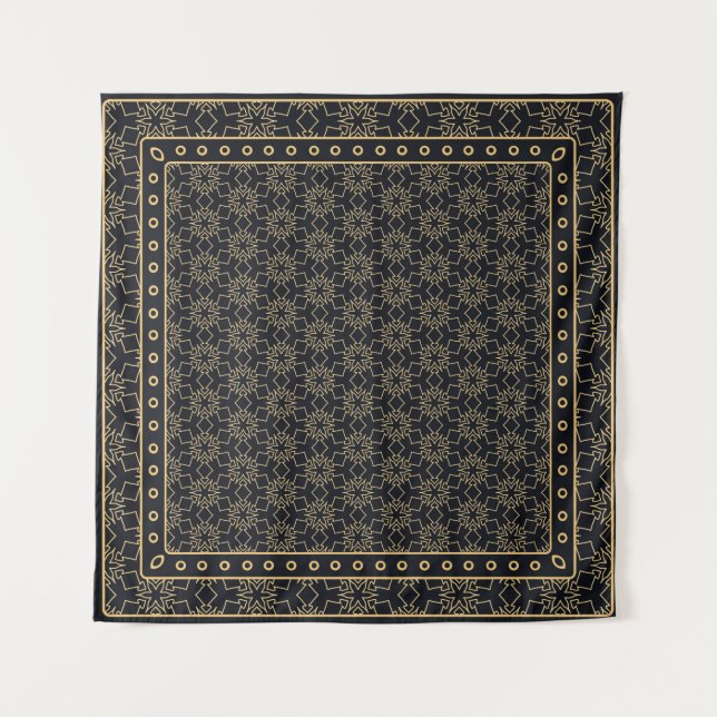 Black and gold abstract graphic pattern. Geometric Tapestry (Front)
