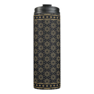 Black and gold abstract graphic pattern. Geometric Thermal Tumbler