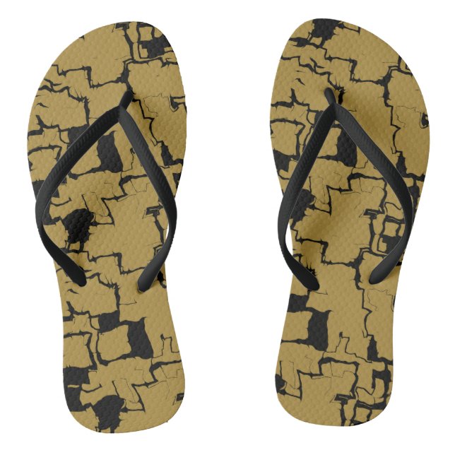 Black and Gold abstract Jandals (Footbed)