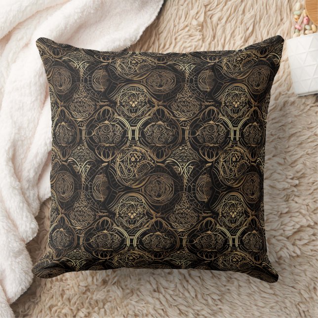 Black and gold abstract pattern  cushion (Blanket)