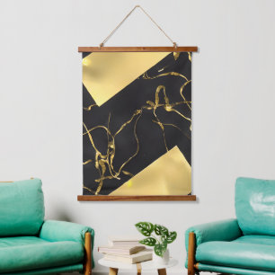 Black and Gold Abstract Pattern Hanging Tapestry