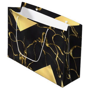 Black and Gold Abstract Pattern Large Gift Bag