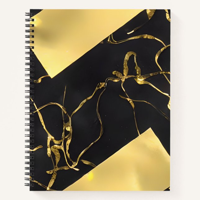 Black and Gold Abstract Pattern Notebook (Front)