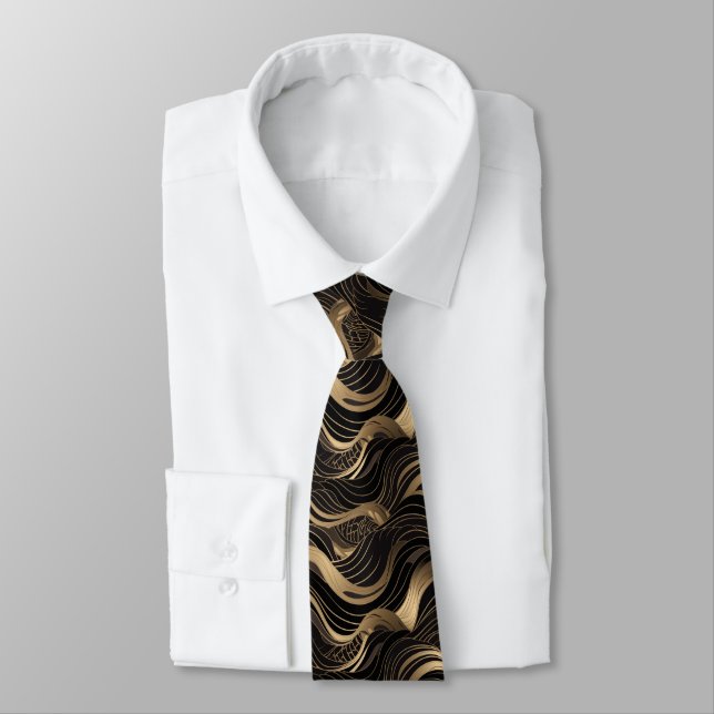 Black and gold abstract pattern  tie (Tied)
