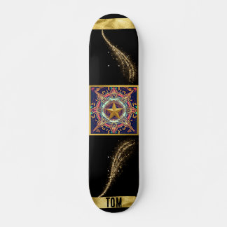 Black and Gold Abstract Personalized Skateboard
