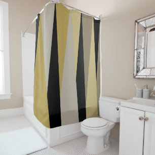 black and gold abstract shower curtain