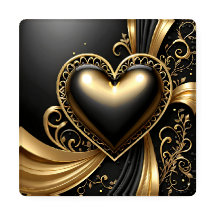 BLACK AND GOLD ABSTRACT VALENTINE LOVE HEARTS