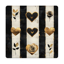 BLACK AND GOLD ABSTRACT VALENTINE LOVE HEARTS