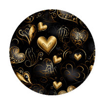 BLACK AND GOLD ABSTRACT VALENTINE LOVE HEARTS