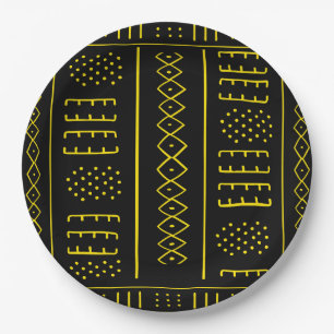 Black And Gold African Style Paper Plate