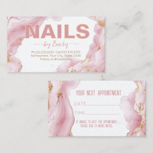 Black and gold Agate nail salon Manicurist Appointment Card