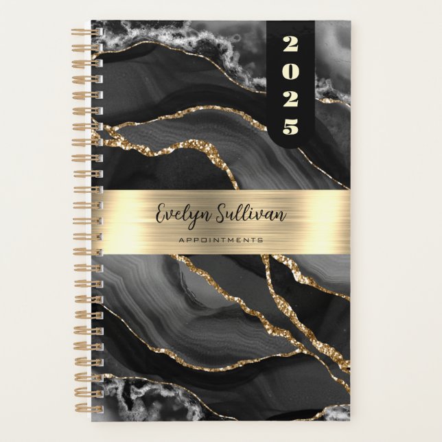 Black and Gold Agate Planner (Front)
