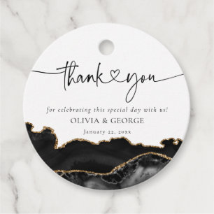 Black and Gold Agate Wedding Thank You Favour Tags