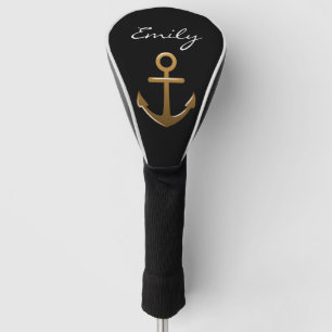 Black and Gold Anchor Golf Head Cover